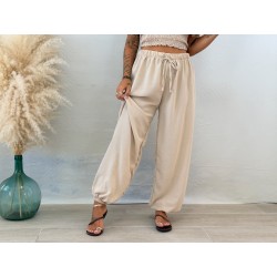 Pantalón jogger fino beige