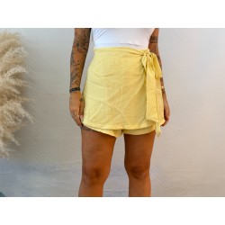 Falda pantalón lino amarillo