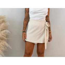 Falda pantalón lino beige