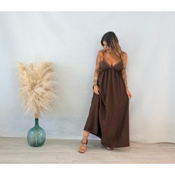 Vestido tachas marrón