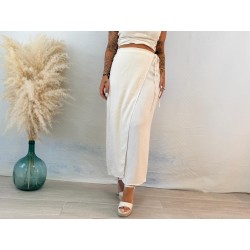 Falda lino beige
