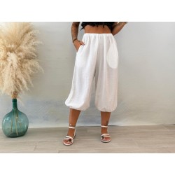 Pantalón bambula pirata blanco