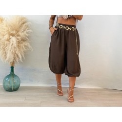 Pantalón bambula pirata marrón