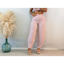 Pantalón lino rosa