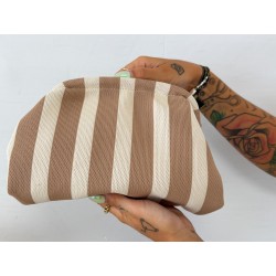 Bolso rayas beige