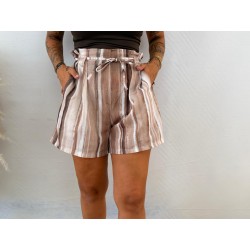 Pantalón corto rayas marrón