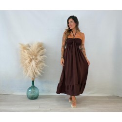Vestido volante marrón