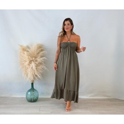 Vestido volantes bolas verde