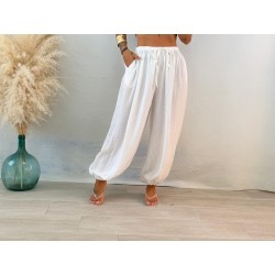 Pantalón jogger bambula blanco