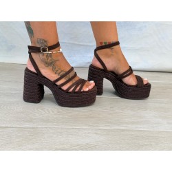 Cuñas tiras marrón