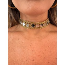 Choker espejos dorado