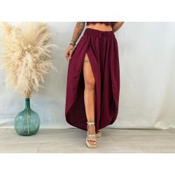 Pantalón apertura burdeos