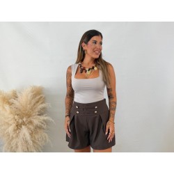 Pantalón pinza corto marrón