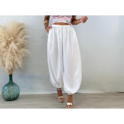 Pantalón bambula jogger blanco