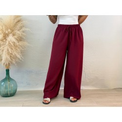 Pantalón palazo fino burdeos