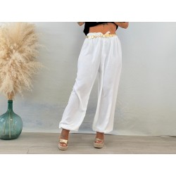 Pantalón jogger fino blanco