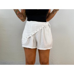 Pantalón pañuelo tachas blanco
