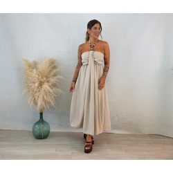 Vestido aro madera beige
