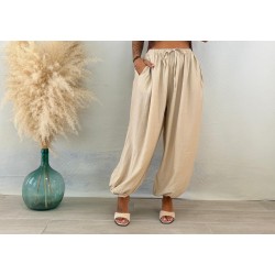 Pantalón jogger bambula beige