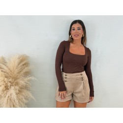 Camiseta básica marrón