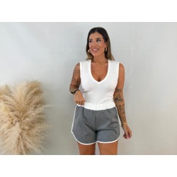 Camiseta canalé pico blanca