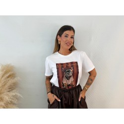 Camiseta bulldog rayas marrón