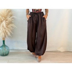 Pantalón jogguer raso marrón