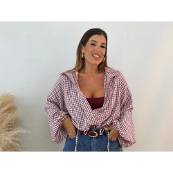 Bomber cuadros burdeos