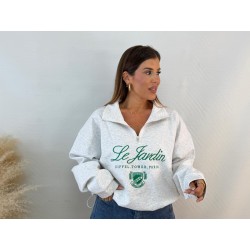 Sudadera cremallera gris