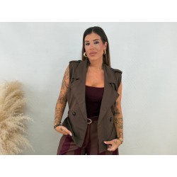 Chaleco gabardina marrón