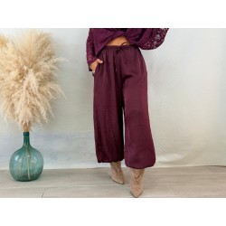 Pantalón jogguer raso burdeos