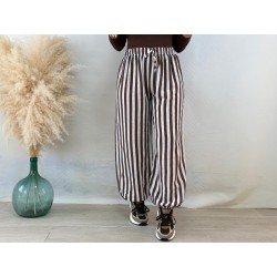 Pantalón lino rayas