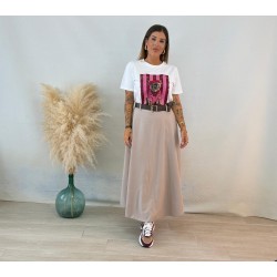 Falda taupe cinturón