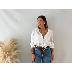 Camisa raso crop blanco