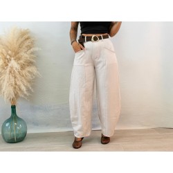 Pantalón bolsillos beige