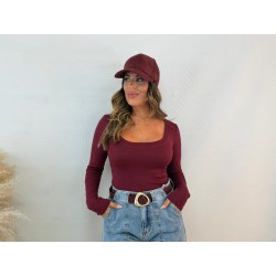 Camiseta manga larga burdeos