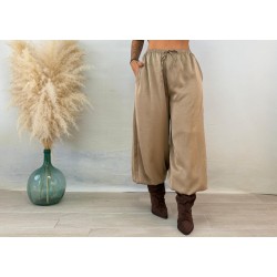 Pantalón jogguer raso camel