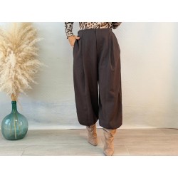 Pantalón jogguer pinza marrón