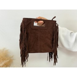 Bolso asa flecos marrón