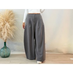 Pantalón palazo pinza gris