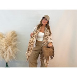 Pañoleta fina leopardo beige