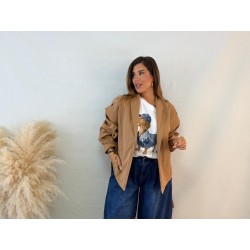Gabardina corta camel
