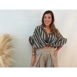 Camisa crop rayas verde