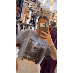 Camiseta oversize lavada gris
