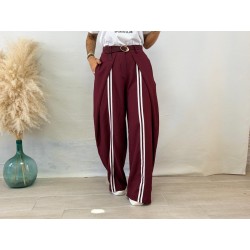 Pantalón rayas burdeos