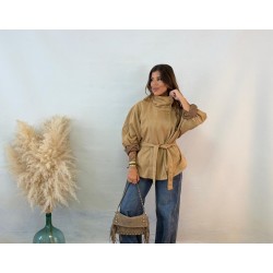 Chaqueta antelina cinturón