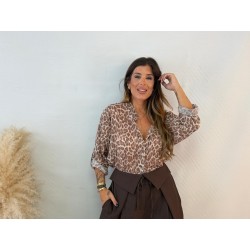 Camisa gasa leopardo beige