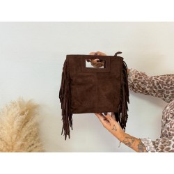 Bolso asa flecos marrón