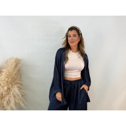Kimono raso azul marino