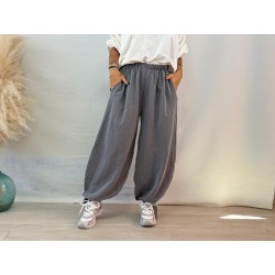 Pantalón rayas lazo gris